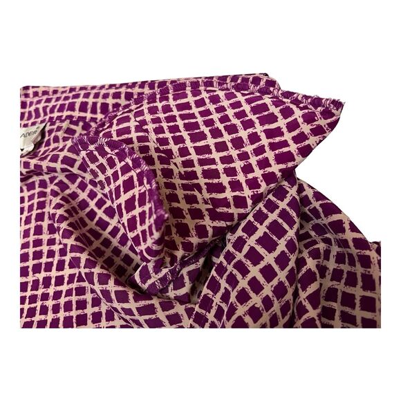 Vintage Artsy Blouse 10 Purple Geometric Print Retro Top - Picture 13 of 16
